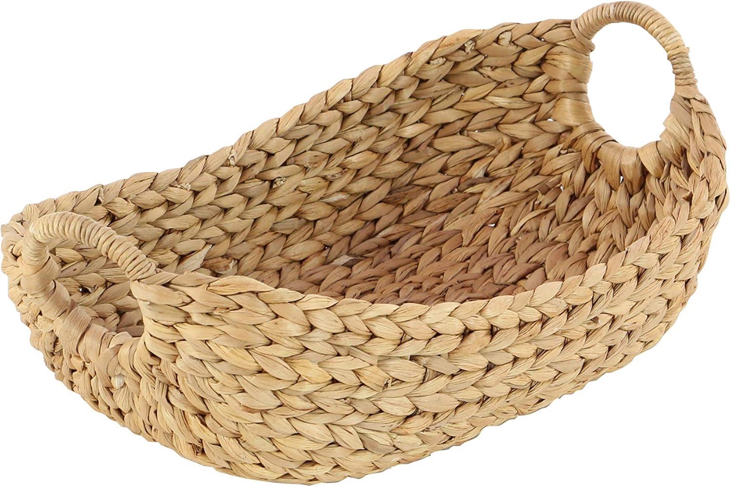 DecMode 23", 21", 19", 16", Brown Seagrass Handmade Storage Basket with Metal Handles, 5-Pieces