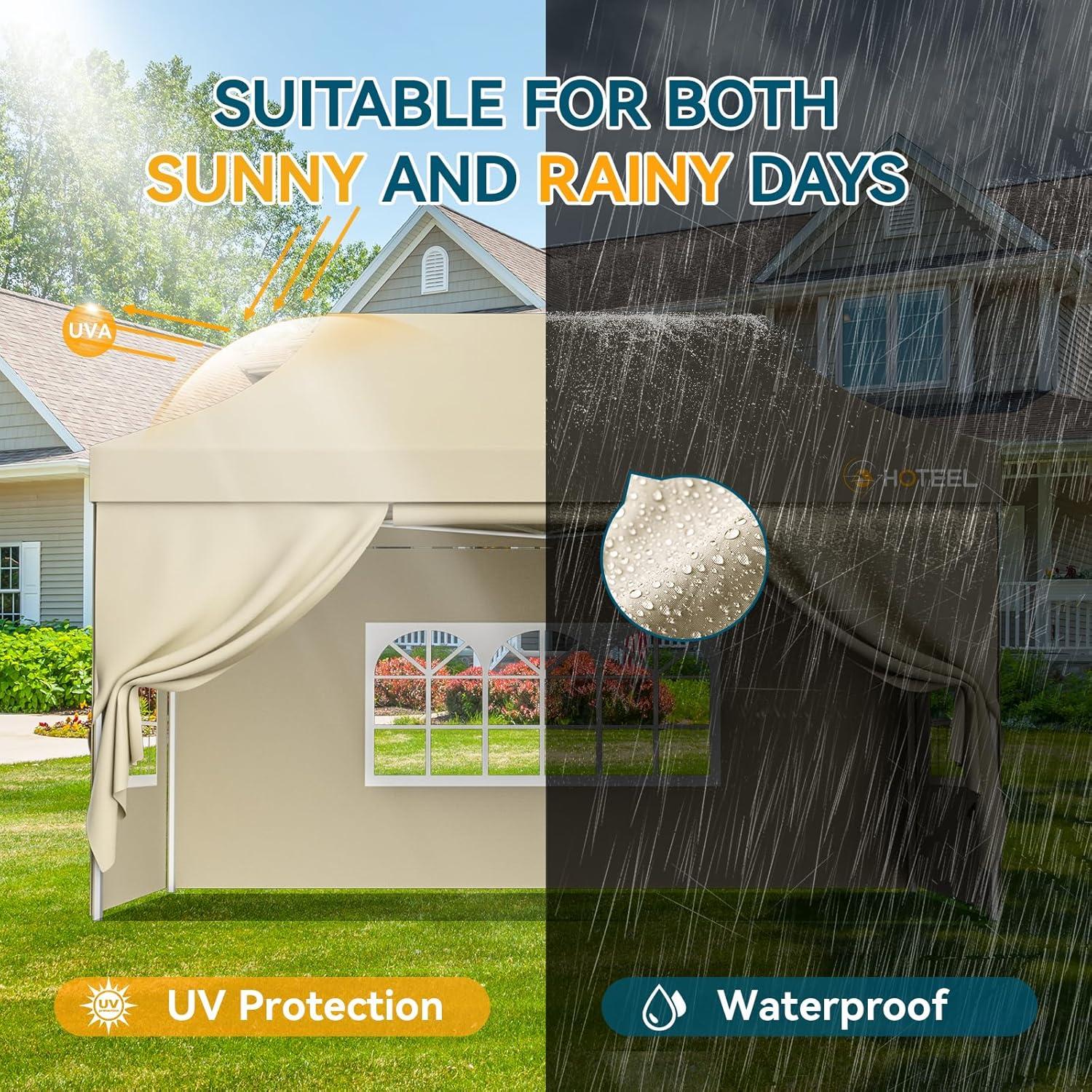 HOTEEL 10'Wx20'D Heavy Duty Pop up Canopy Tent with 6 sidewalls Easy Up Commercial Outdoor