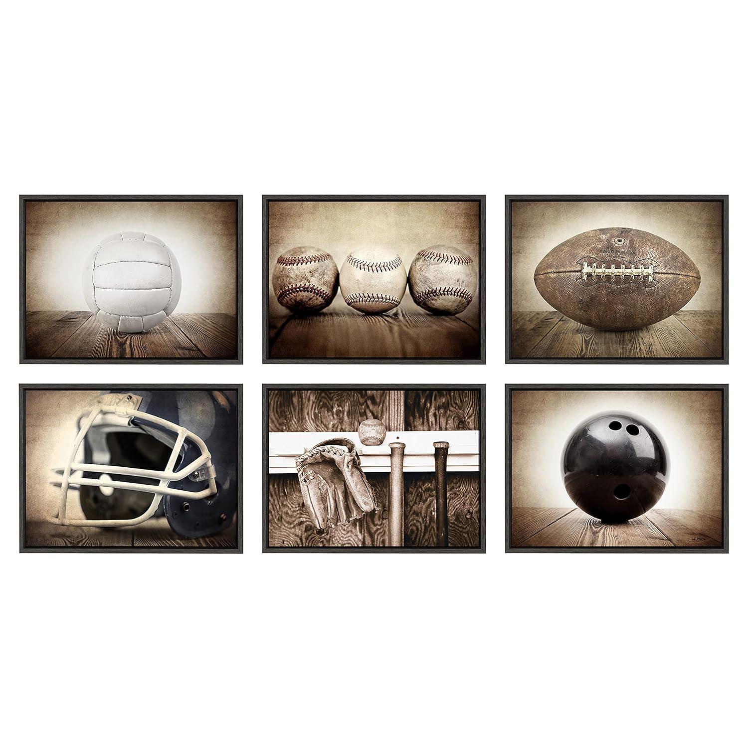 18" x 24" Sylvie Football Helmet Framed Canvas by Shawn St. Peter Gray - DesignOvation