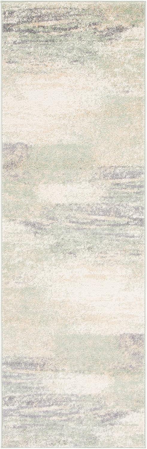 SAFAVIEH Adirondack Rudyard Abstract Runner Rug, Ivory/Sage, 2'6" x 12'