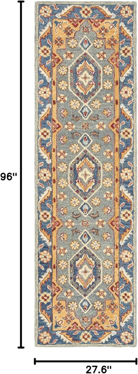 Antiquity AT504 Hand Tufted Runner Rug - Blue/Gold - 2'3"x8' - Safavieh.