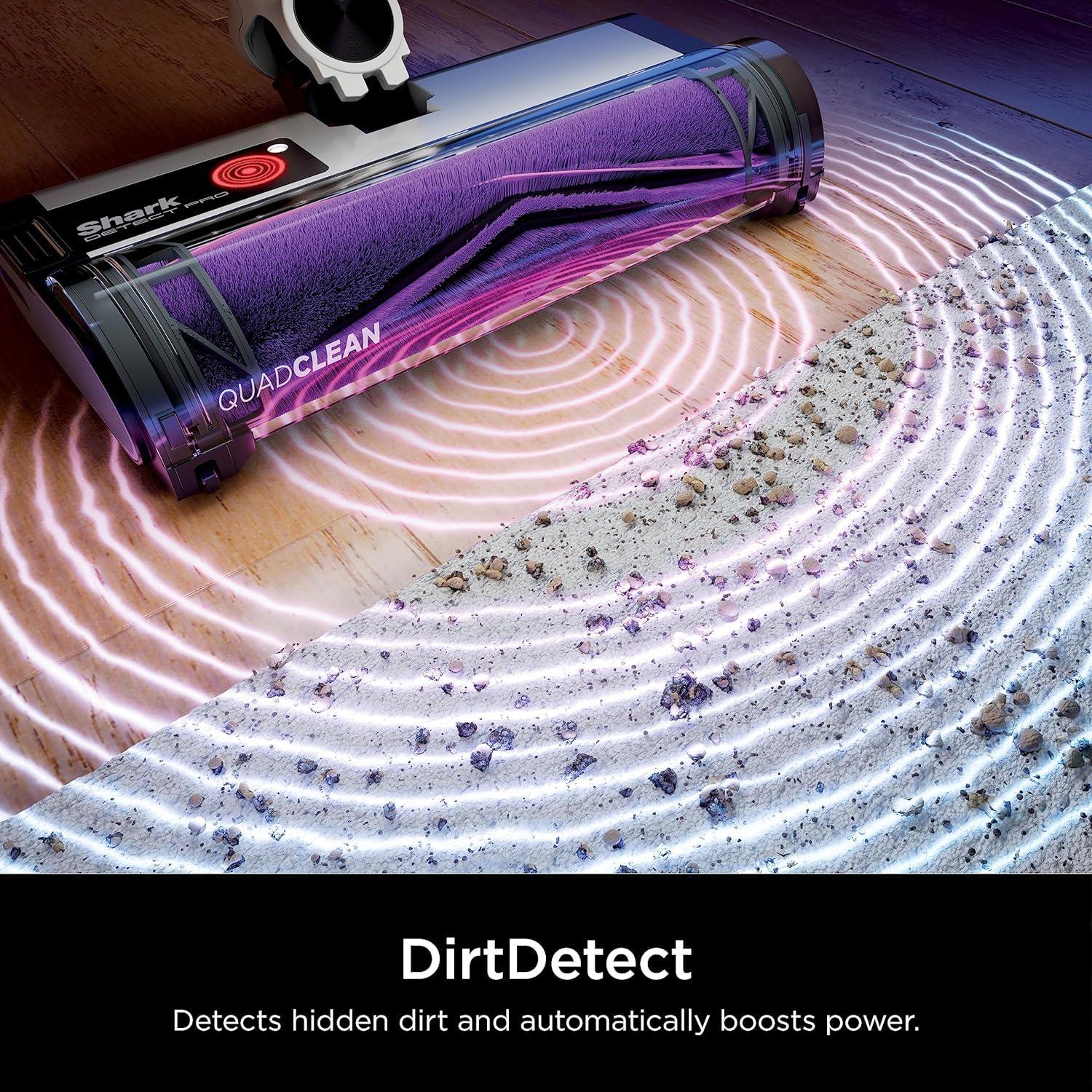 Shark IW1111 Shark Detect Pro Lightweight Cordless Vacuum Cleaner with HEPA Filter, Portable Handheld Attachment, Crevice Tool, Rechargeable Multi-Surface Stick Vacuum for Household Pet Hair, Dark Grey