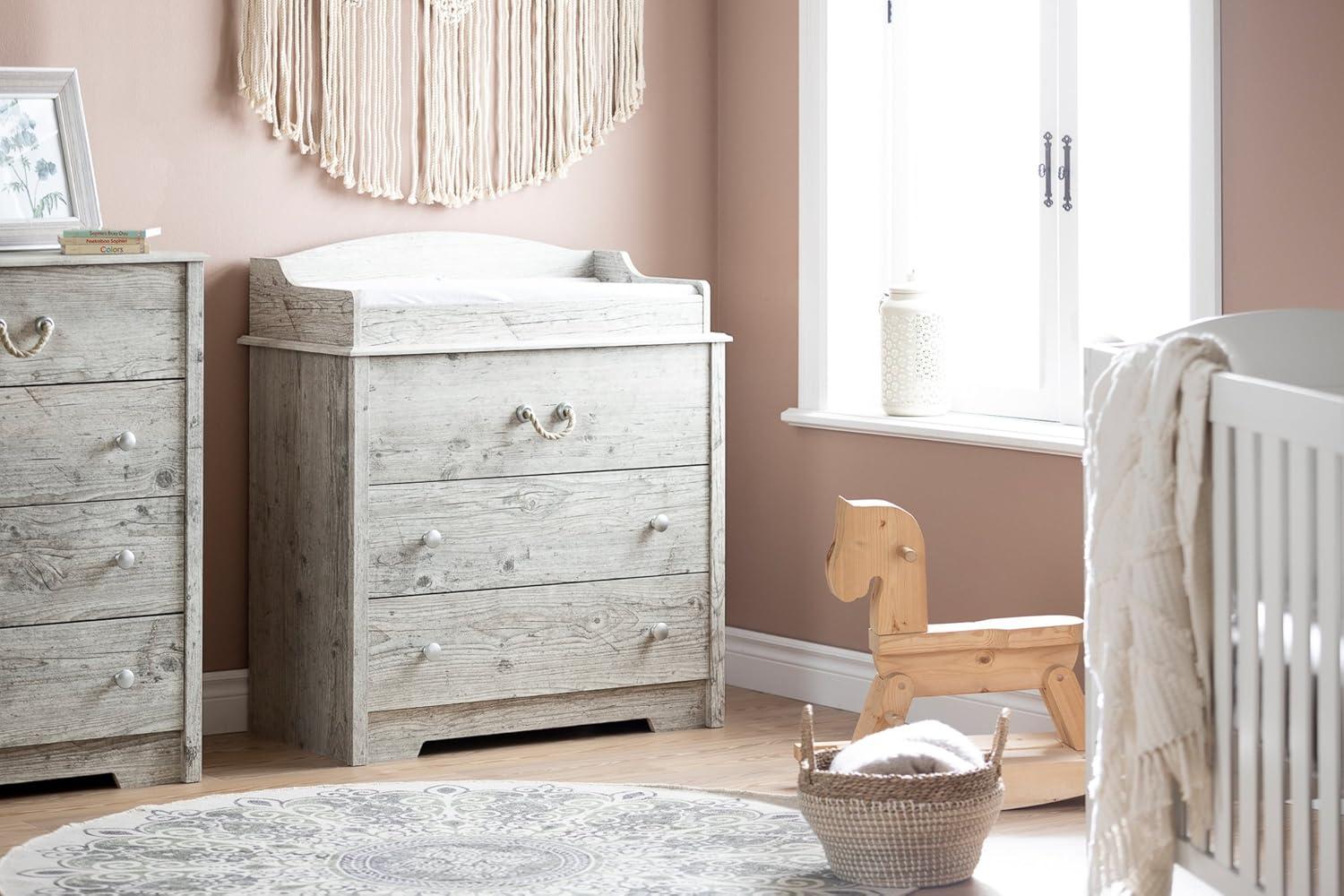 4 Drawer Aviron Chest Seaside Pine - South Shore: Nautical Style, Metal Knobs, Rope Handle, Laminated Particle Board