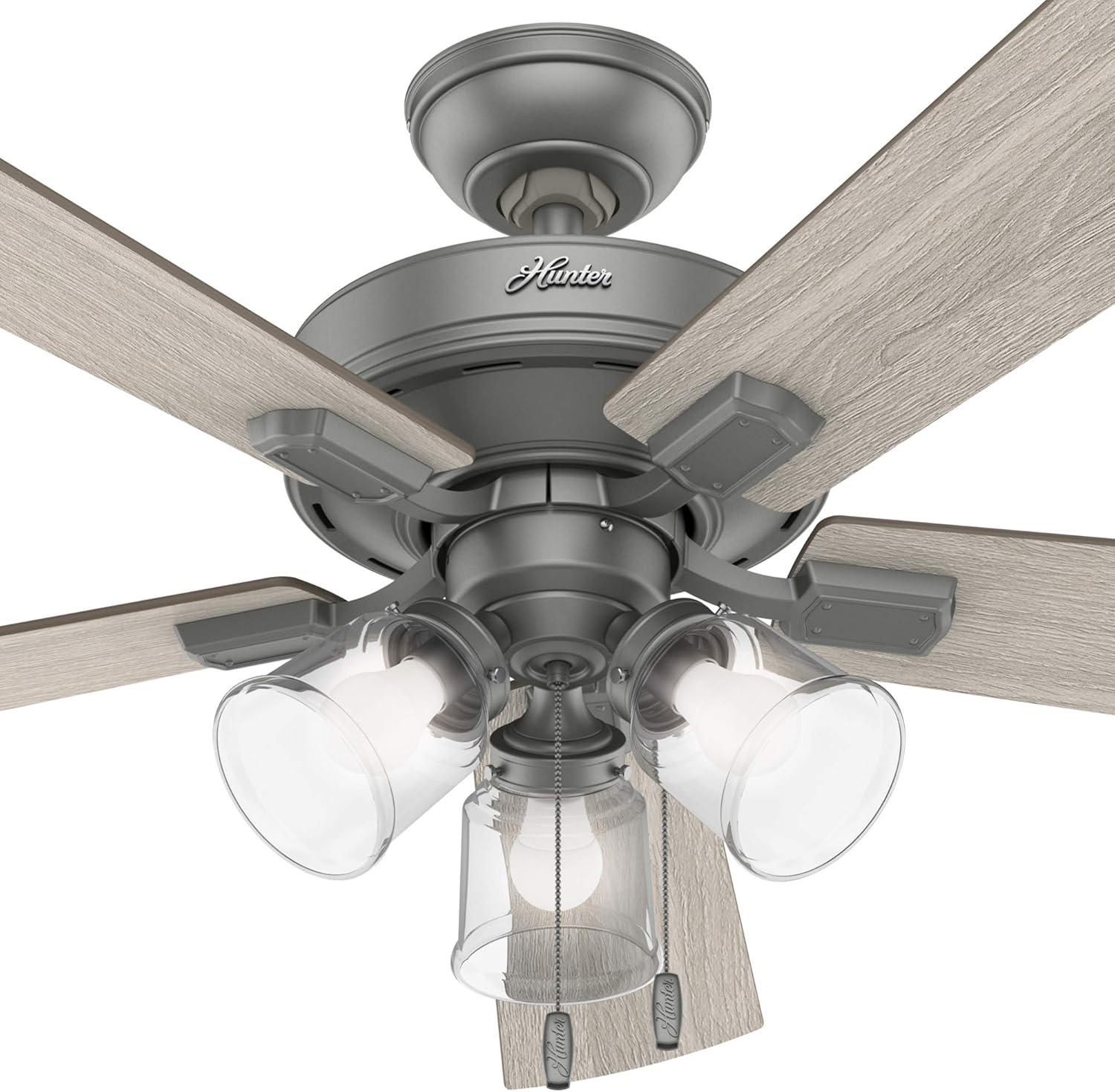 52" Crestfield 5 - Blade Modern Farmhouse Indoor Ceiling Fan with Light and Pull Chains