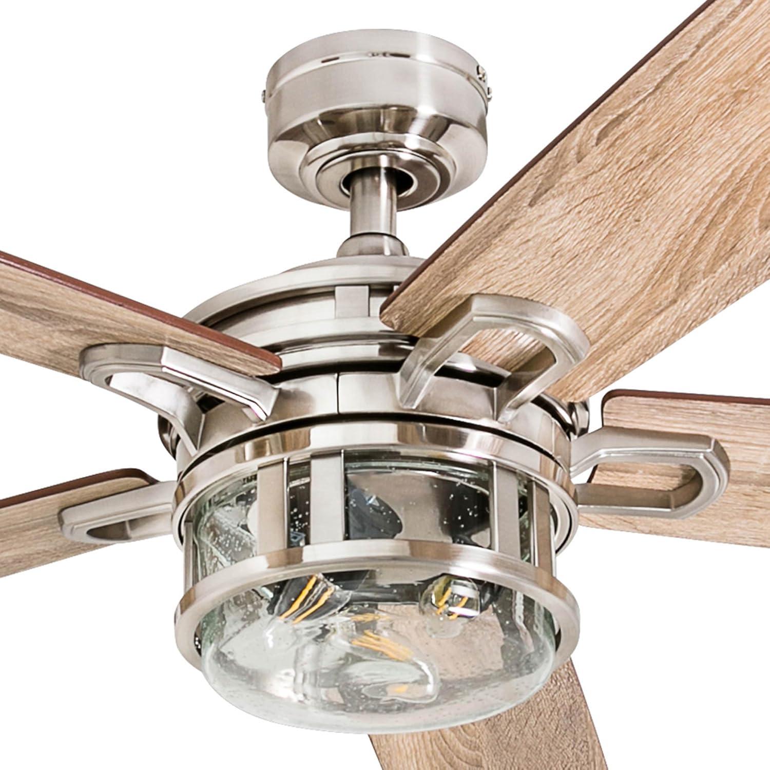 Honeywell Bontera 52" Craftsman Brushed Nickel LED Remote Control Ceiling Fan