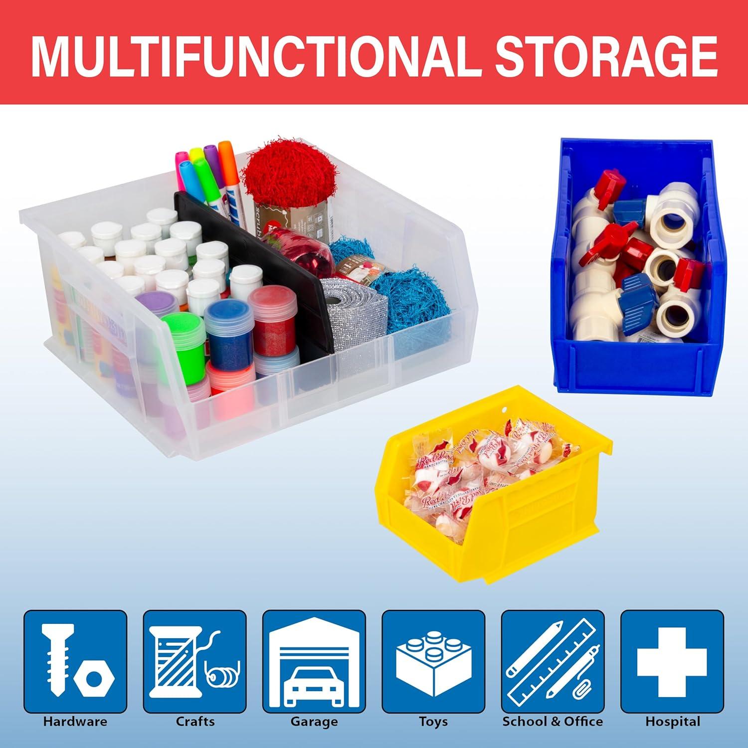 Akro-Mils Stackable Storage Bins, AkroBins 30210 Stacking Organizer, 5"x4"x3", Red, 6-Pack