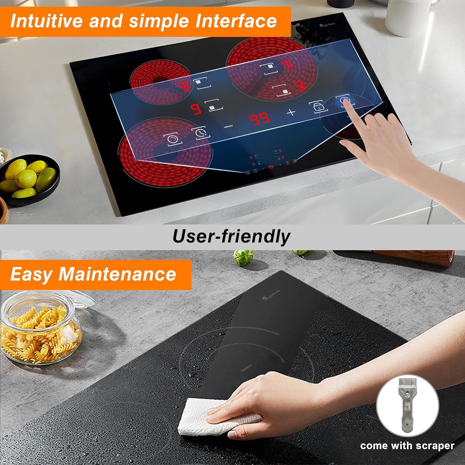 30-Inch Black Ceramic Electric Cooktop with Touch Control