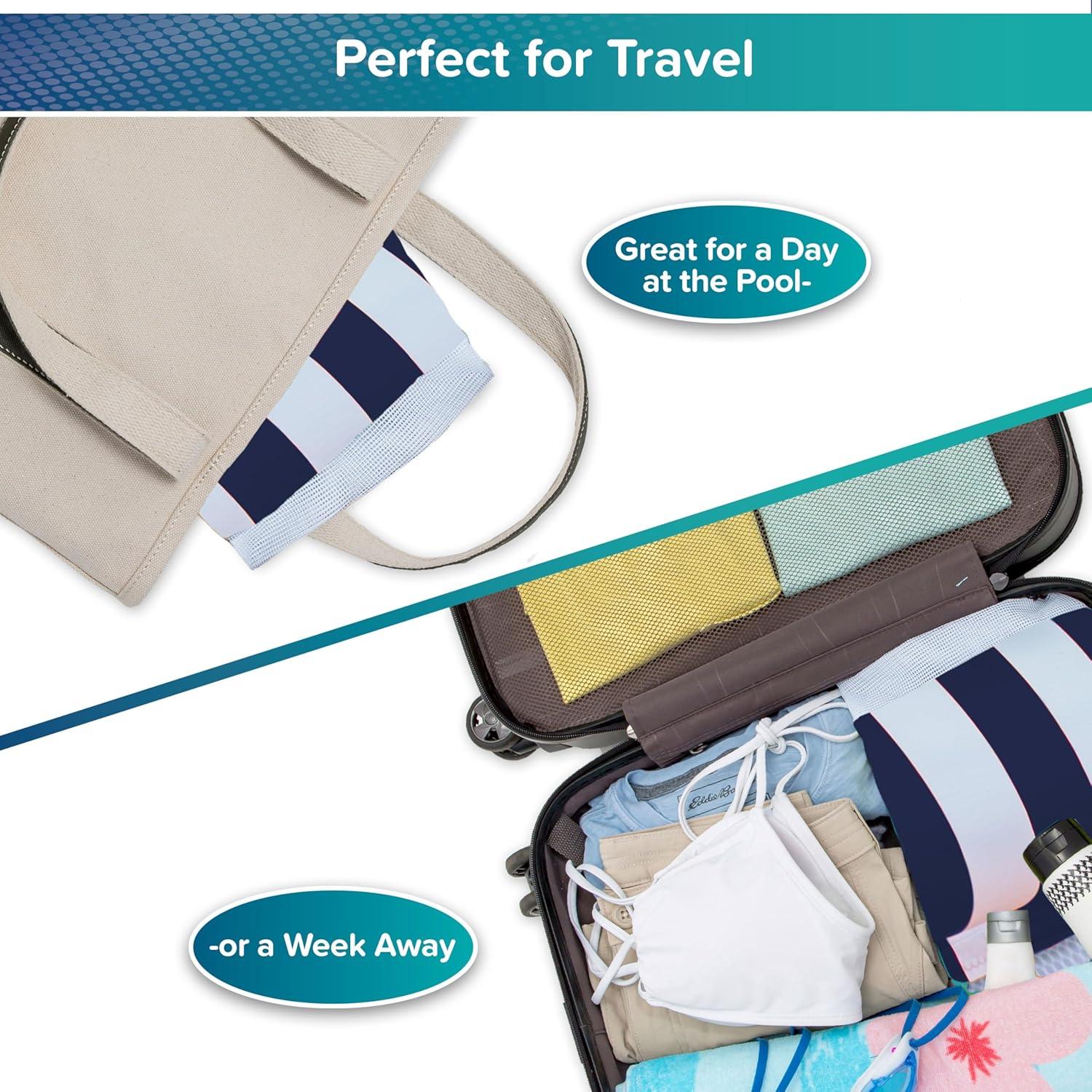 Aqua-Leisure 4 in 1 Inflatable Monterey Hammock Pool Float Chair, Navy Striped