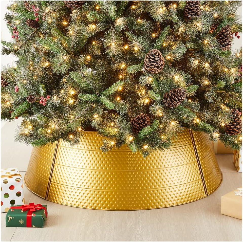 Gold Hammered Metal Christmas Tree Collar, 40.5" Diameter