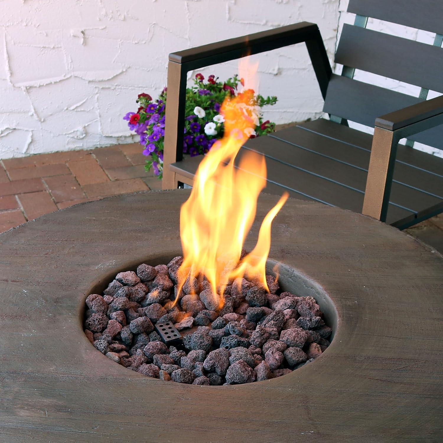 Sunnydaze Rope and Barrel Design Propane Gas Patio Fire Pit Table Kit with Lava Rocks - 29" Diameter