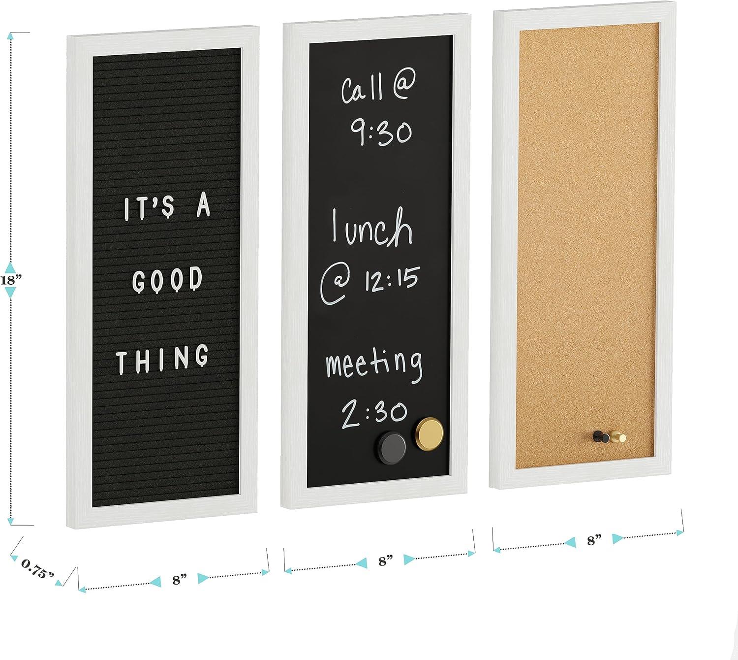 Thomas Martha Stewart Cork Board, Chalk Board, Letter Board Set with Included Push Pins, Magnets, Liquid Chalk