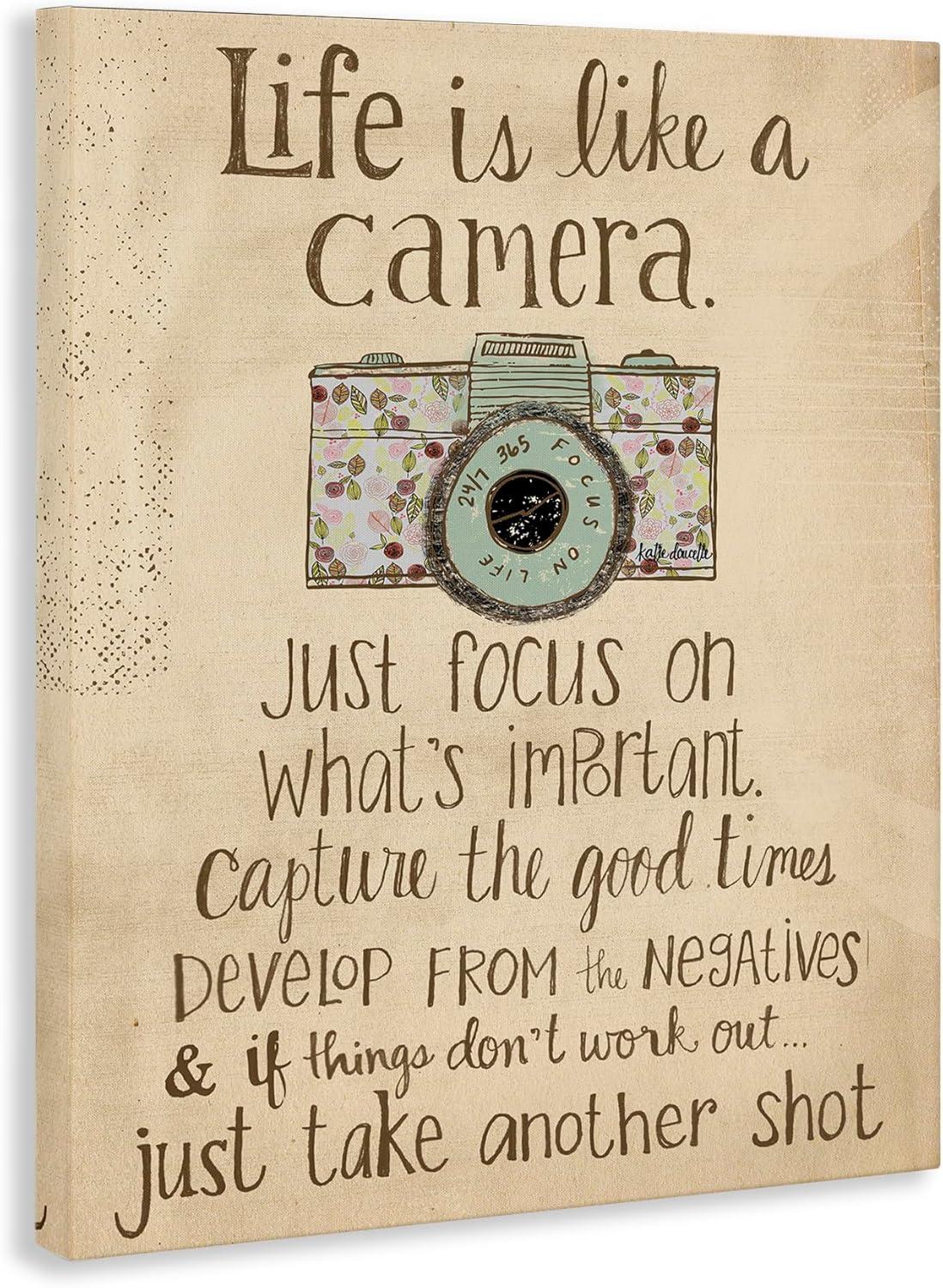 The Stupell Home Decor Collection Life is Like a Camera Inspirational Oversized Stretched Canvas Wall Art