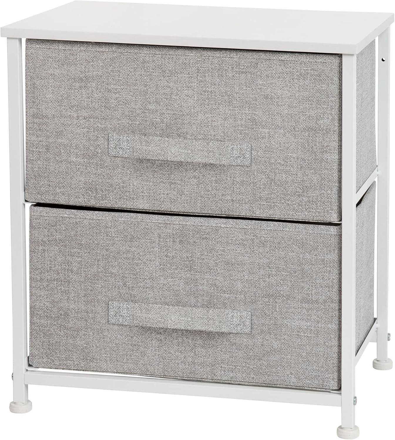 Malone 2 Drawer Storage Stand with Wood Top & Fabric Pull Drawers