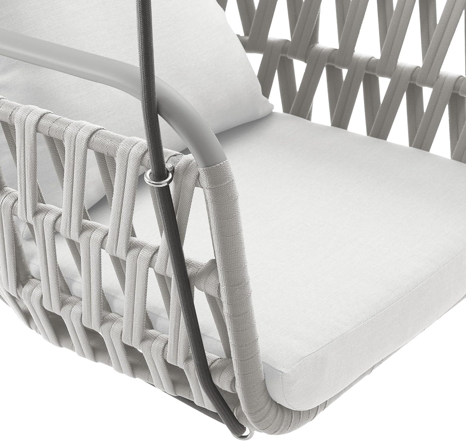 Modway Kaliah Outdoor Patio Aluminum Swing Chair in Light Gray White