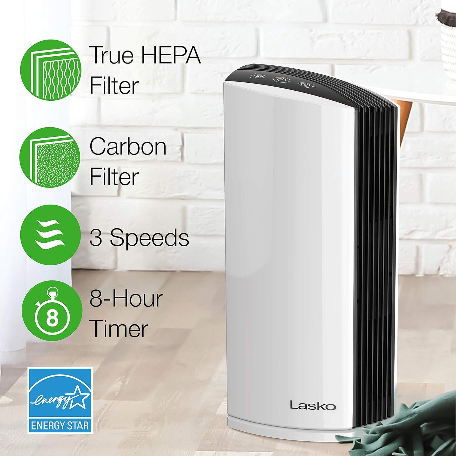 Lasko Lasko Tabletop Air Purifier with True HEPA Filter