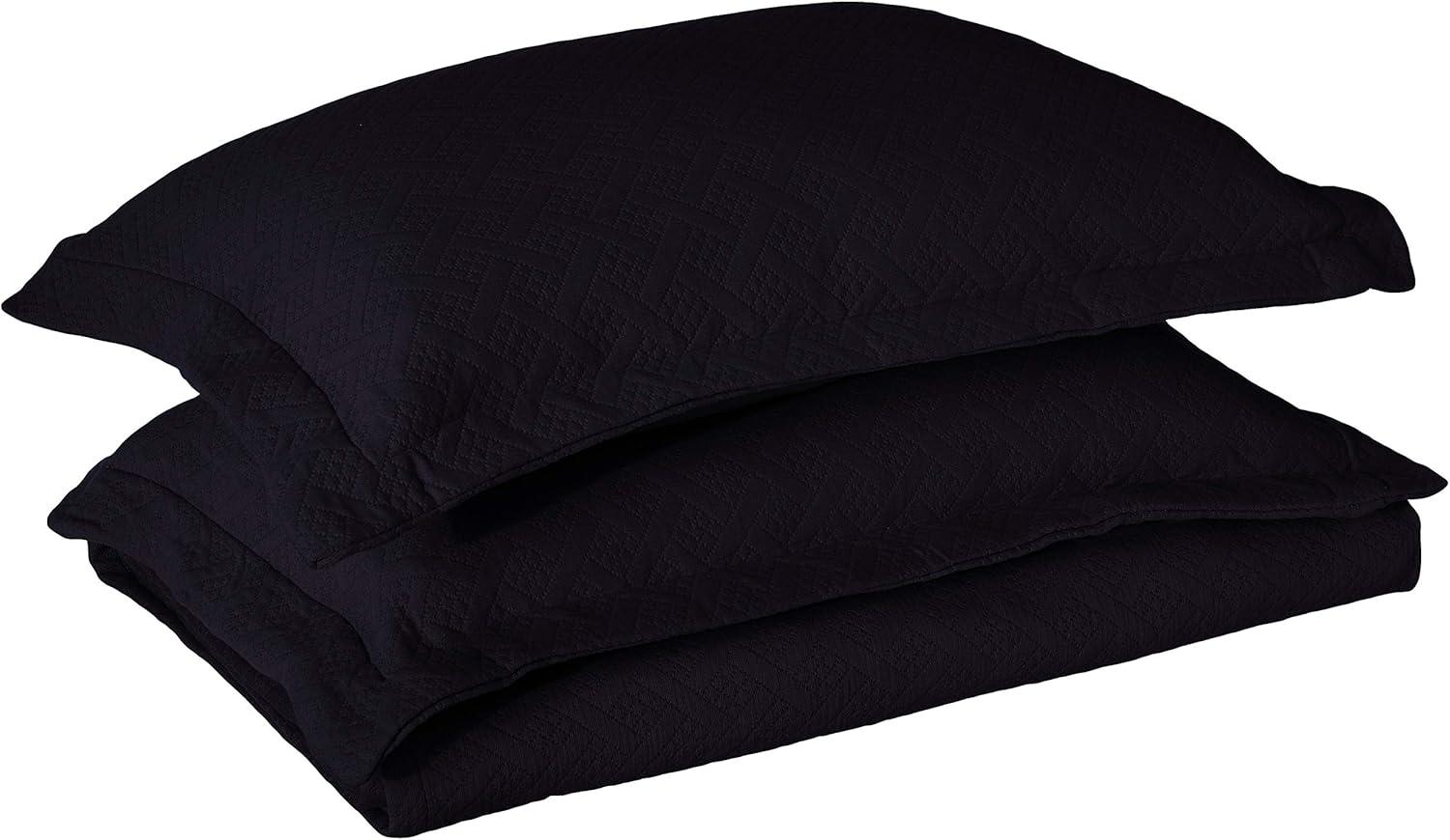 Superior 100% Cotton Basket Weave Bedspread 3 Piece Set, Queen, Navy Blue