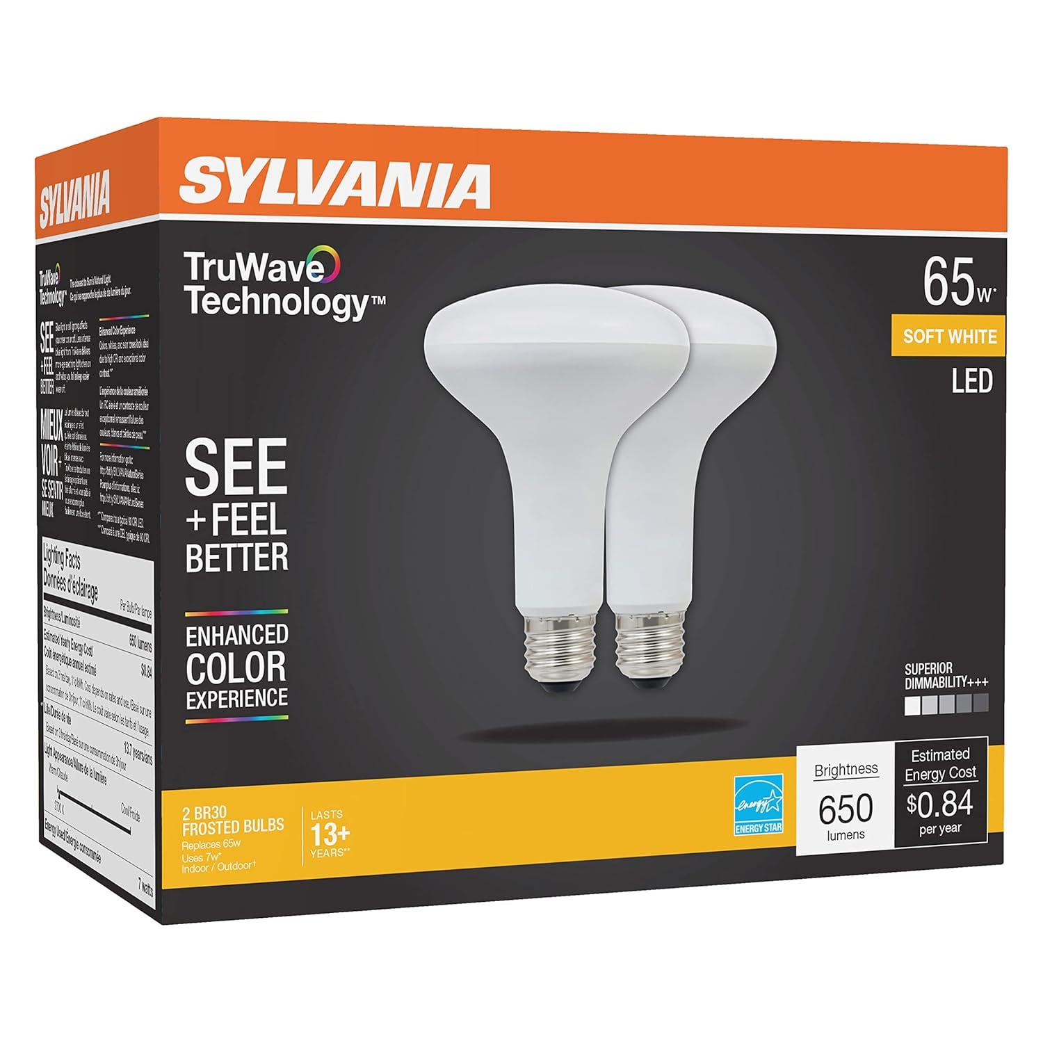Sylvania TruWave BR30 E26 (Medium) LED Floodlight Bulb Soft White 65 Watt Equivalence 2 pk