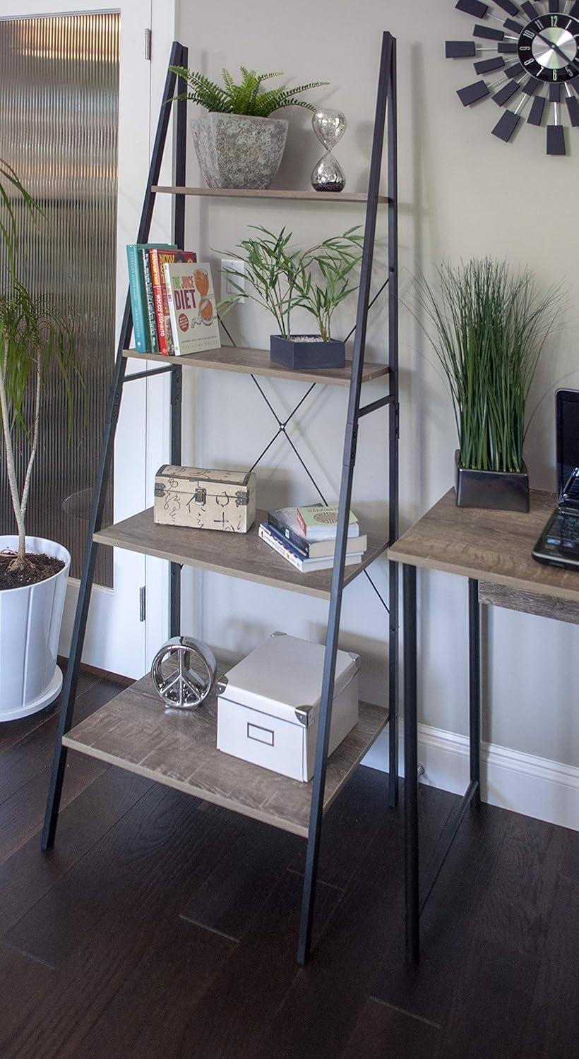 Tribeca Industrial A-Frame Ladder Shelf in Weathered Brown