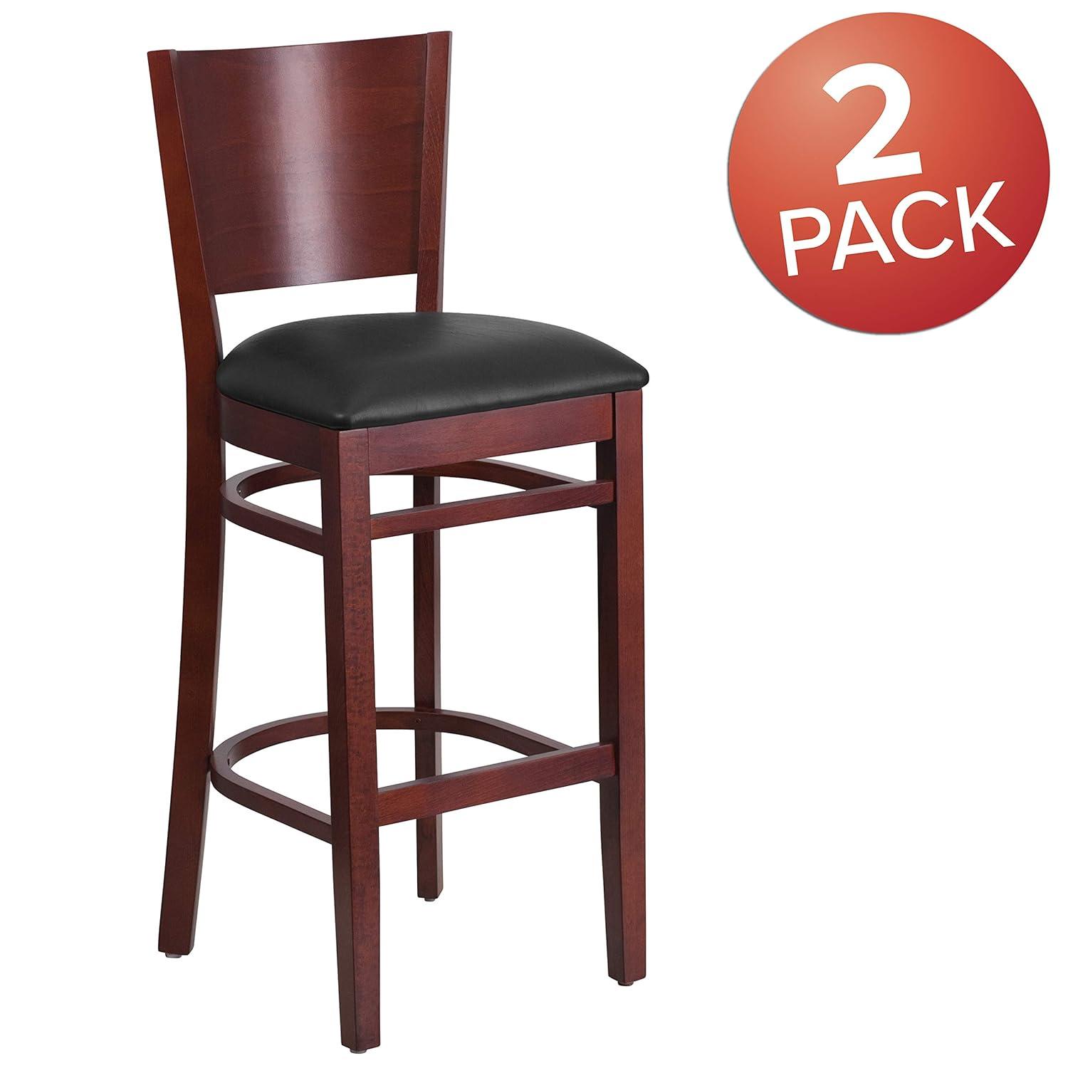 Flash Furniture Lacey Series Solid Back Walnut Wood Restaurant Barstool