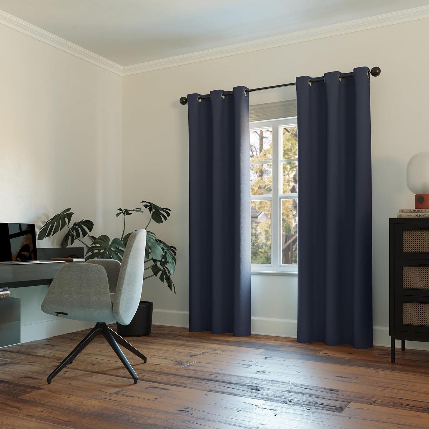 40"x84" Sun Zero Blackout Kenneth Energy Saving Grommet Curtain Panel Navy Blue: Modern Thermal Insulated, Noise Reduction