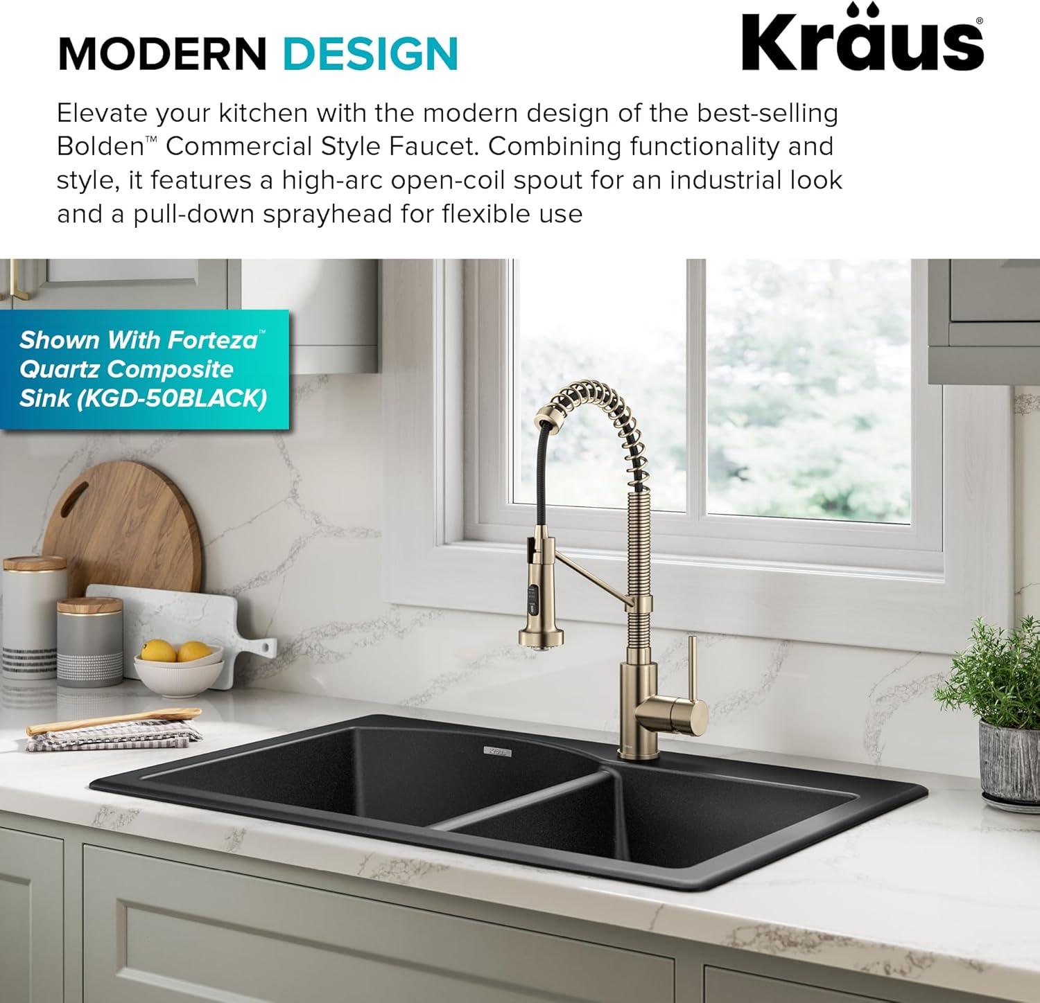 KRAUS Bolden Commercial Style 2-Function Single Handle Pull Down Kitchen Faucet