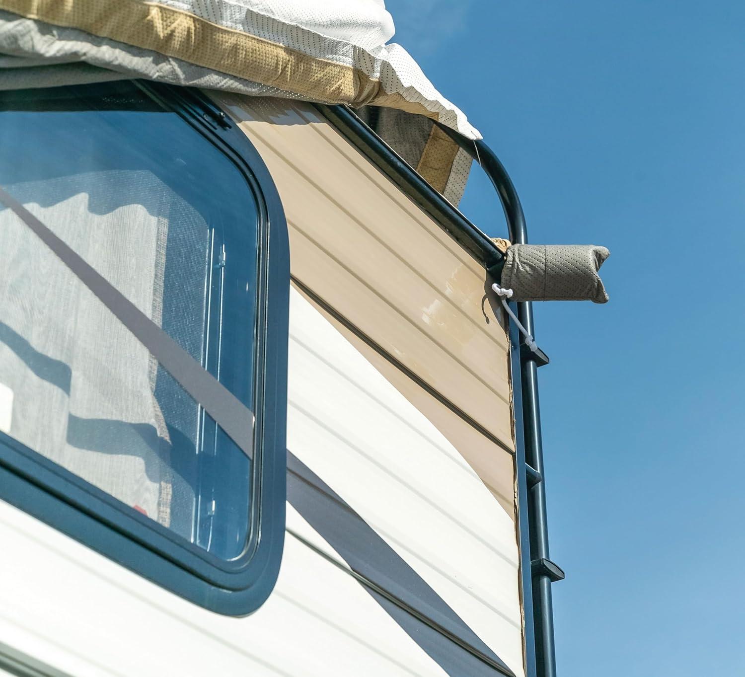 ADCO 36844 Designer Series Olefin HD Travel Trailer Cover 26' 1" - 28' 6", Gray/White
