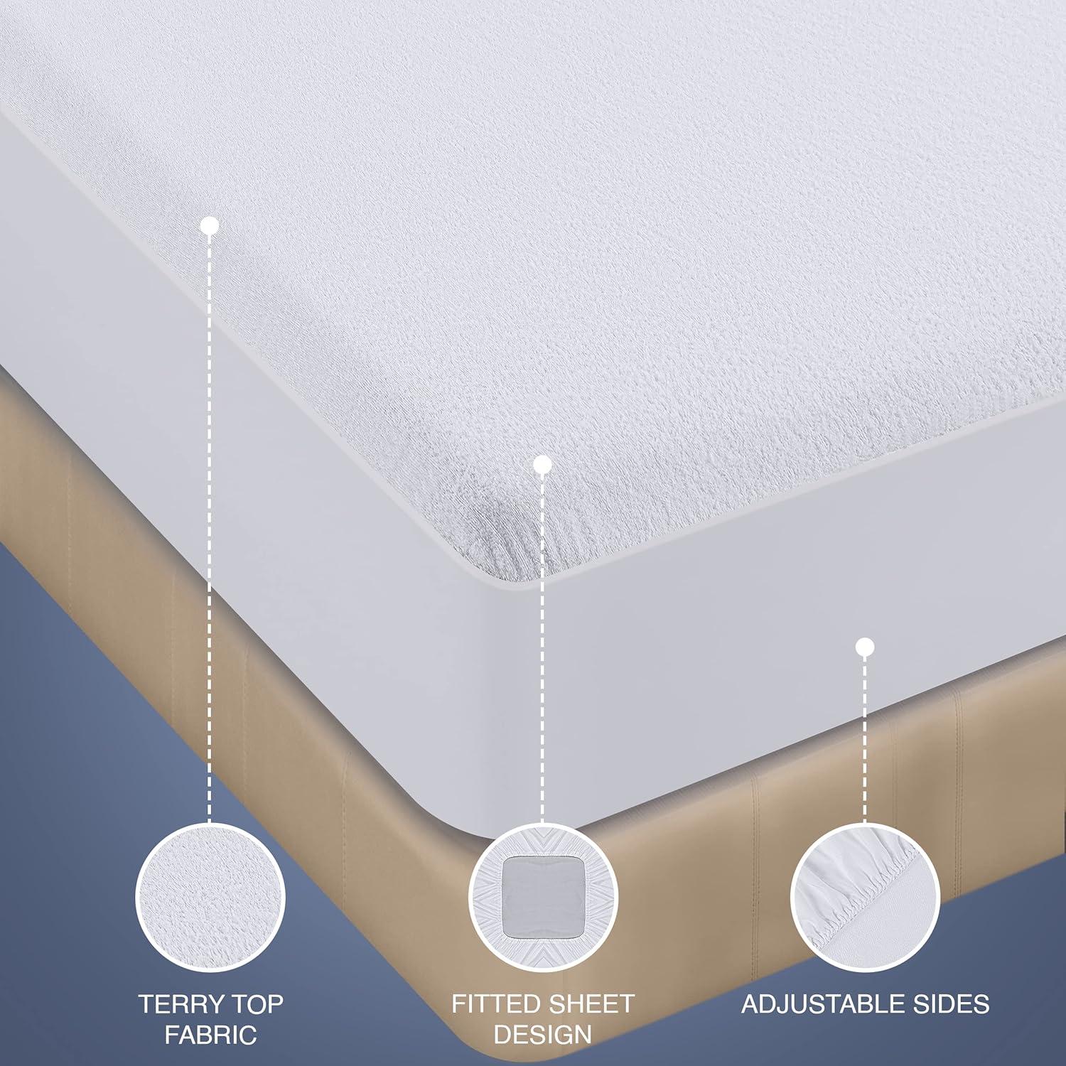 Utopia Bedding Premium Waterproof Mattress Protector Queen 200 GSM, Mattress Cover, Breathable, Fitted Style with Stretchable Pockets