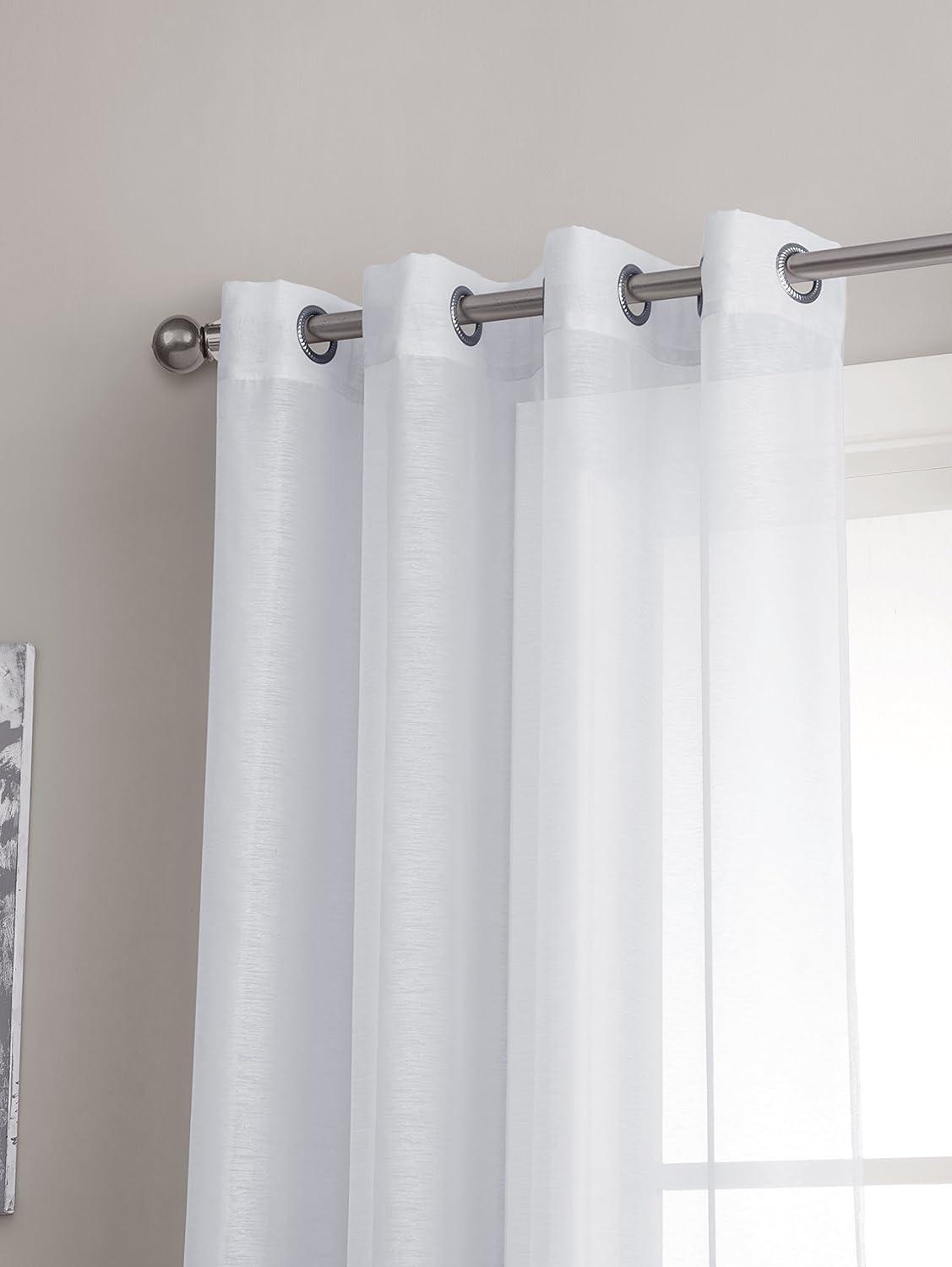 LinenZone Sheer Curtains. Faux Linen White Sheer Curtains. 2 Sheer Curtain Panels in Package. Elegant 108 Inch Curtains for Living Room, Bedroom, Kitchen, Nursery (Karina 54 x 108)