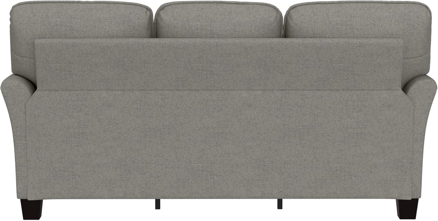 Gray Fabric Upholstered Sofa with Removable Cushions and Rolled Arms