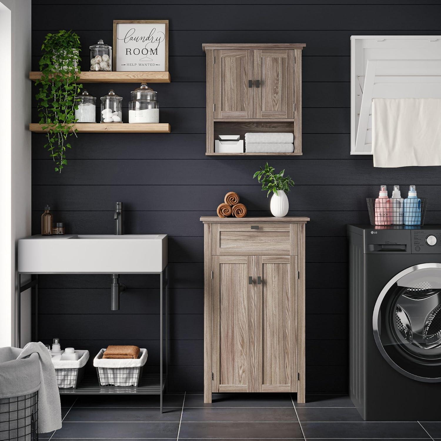 RiverRidge Home RiverRidge Hayward Two-Door Bathroom and Laundry Wall Mount Storage Medicine Cabinet with Fixed and Adjustable Shelf
