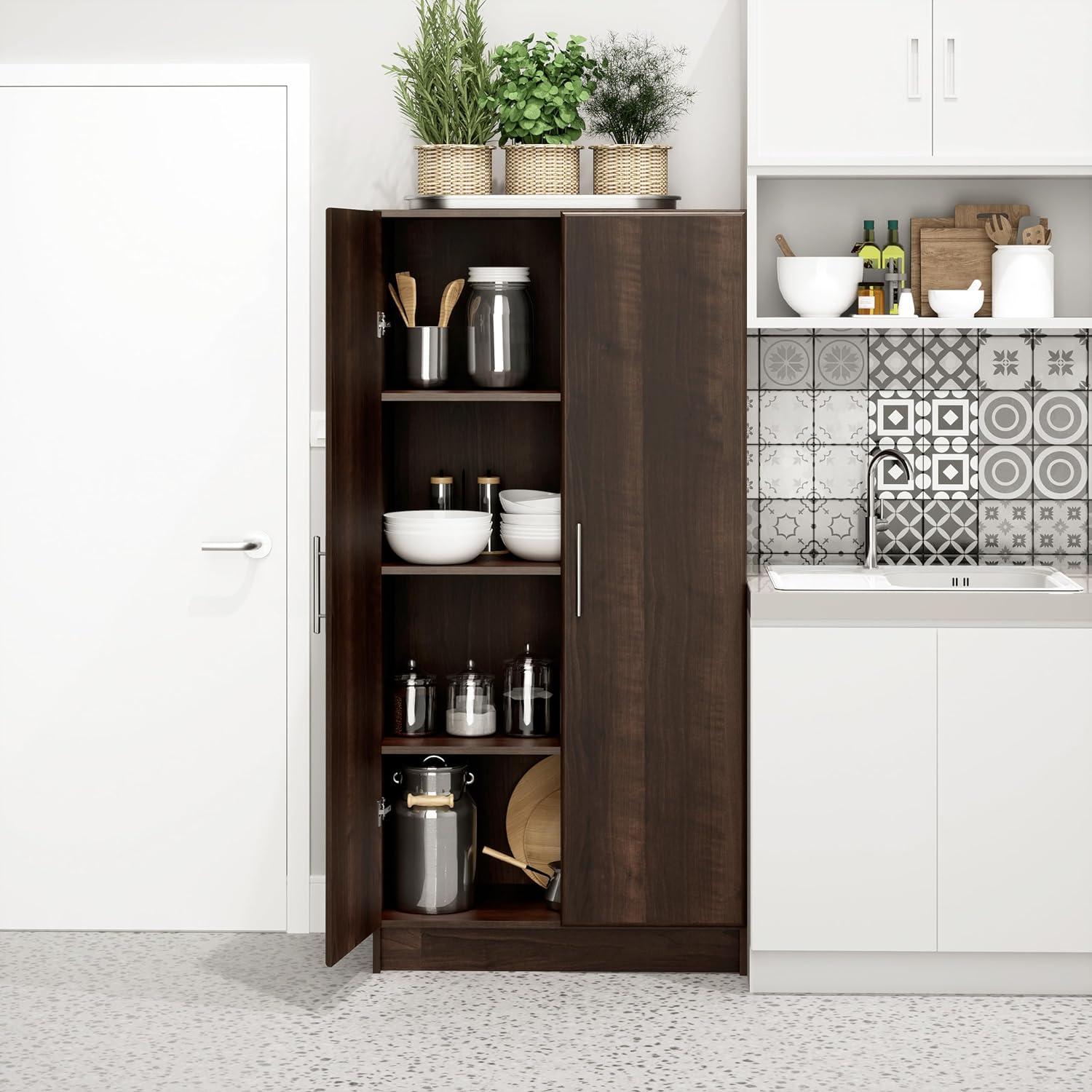 Espresso Freestanding Storage Cabinet with Adjustable Shelving