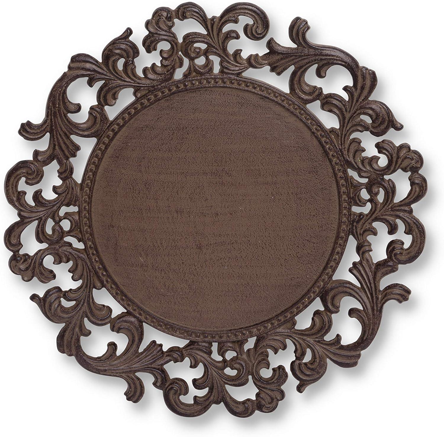 Handcrafted Acanthus Leaf Brown Ceramic Charger Plates, Set of 4