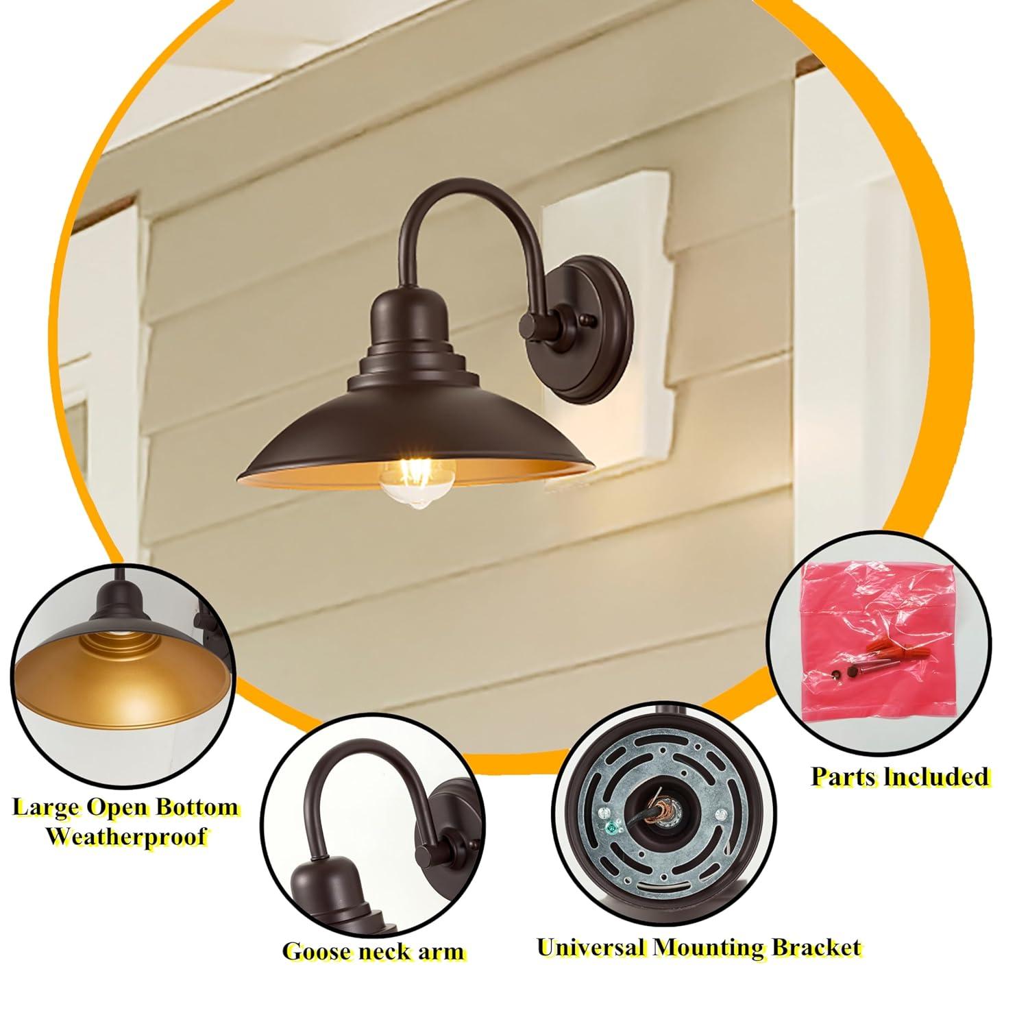 2 Lights Indoor Outdoor Gooseneck Barn Lights