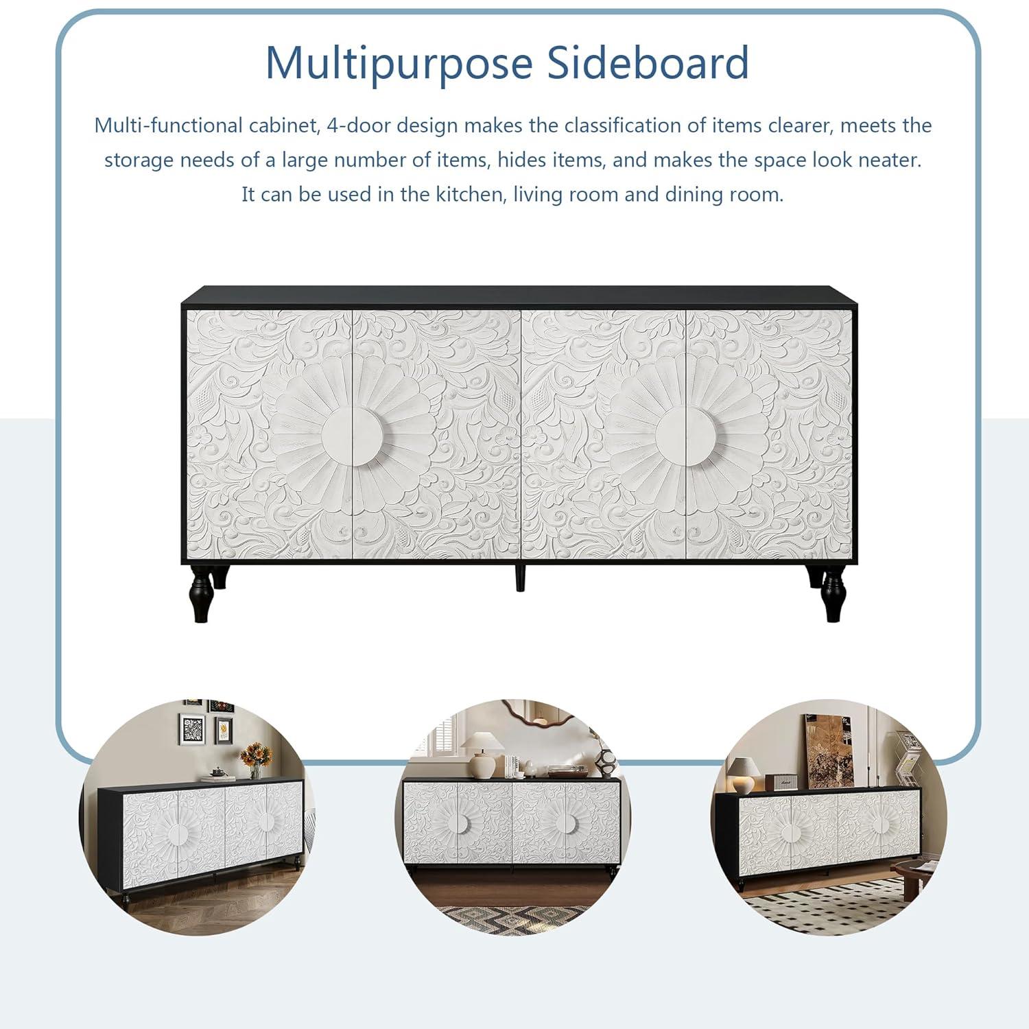 R&M Furniture Exquisite Sculpted Door and Premium Black Cabinet, a Showcase of Elegant Design and Versatile Functionality.