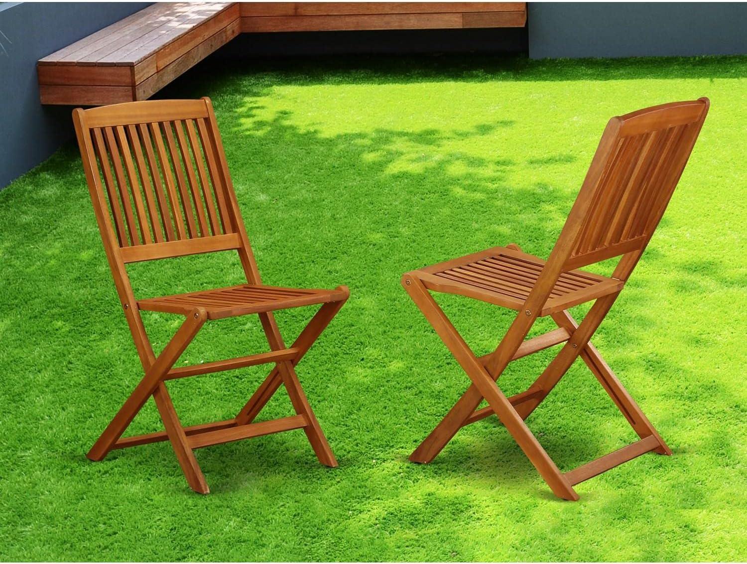 East West Furniture Cameron Patio Dining Chairs in Natural Oil (Set of 2)