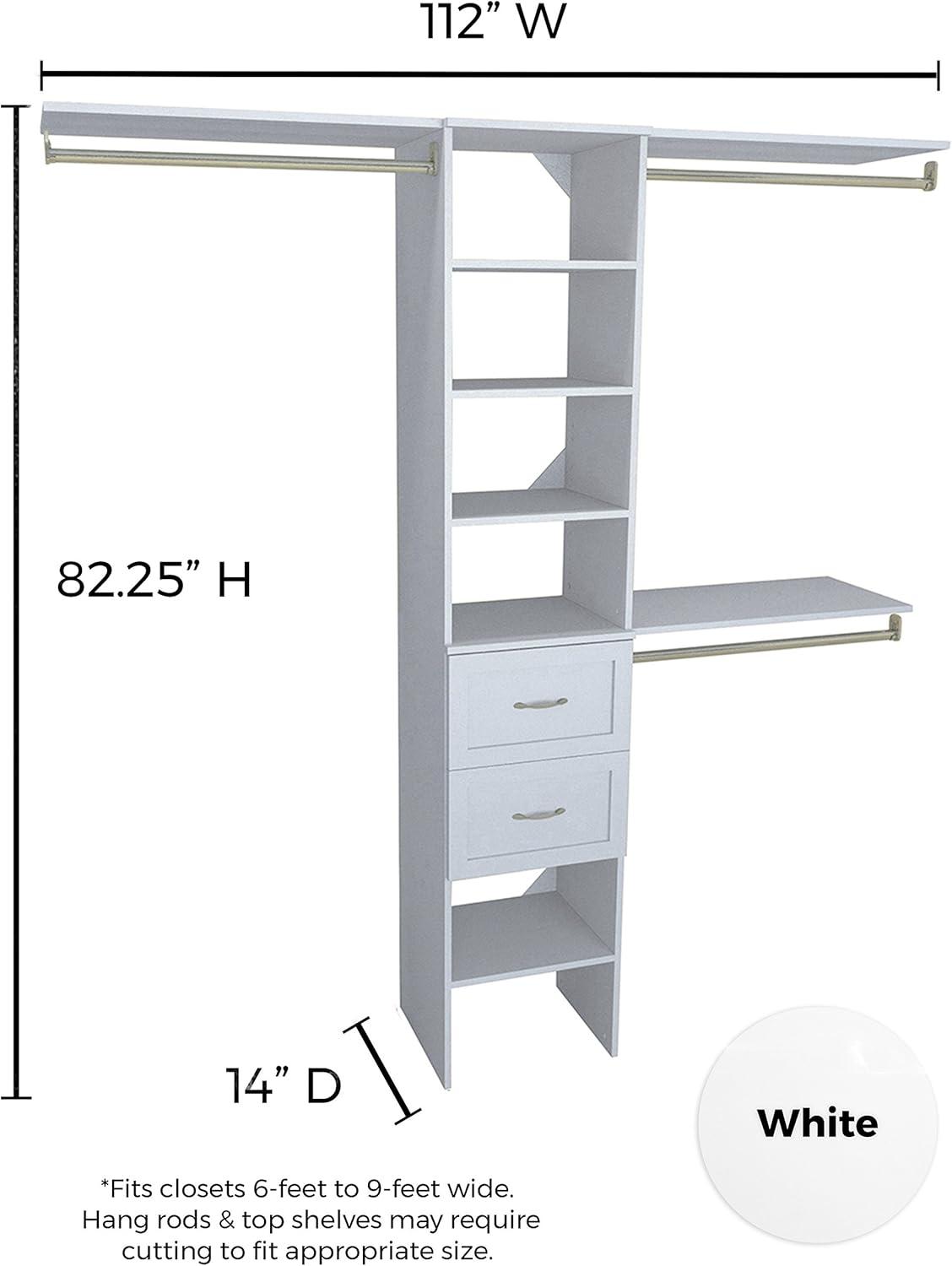 Closetmaid Ss16-Cos2dr Suitesymphony 6 To 9 Foot Wide Closet System Kit - White