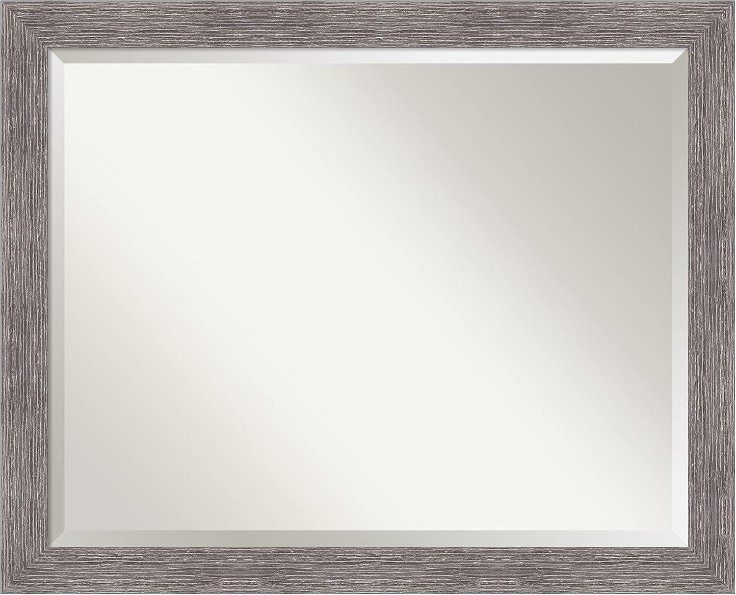 Pinstripe Narrow Framed Bathroom Vanity Wall Mirror Gray - Amanti Art