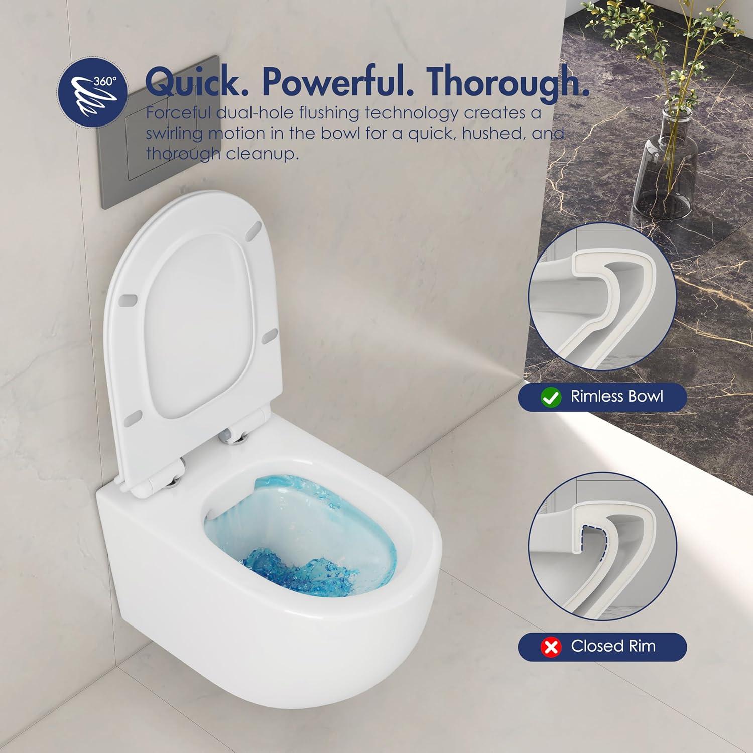 Hampton Elongated Wall Mount Toilet Wall Hung Toilet Bowl