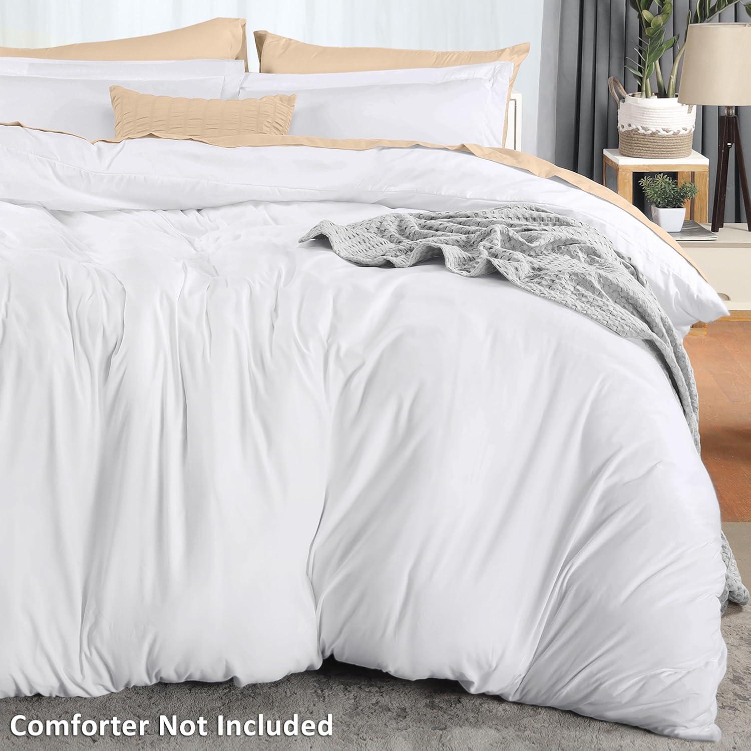 King White Brushed Microfiber Duvet Cover Set