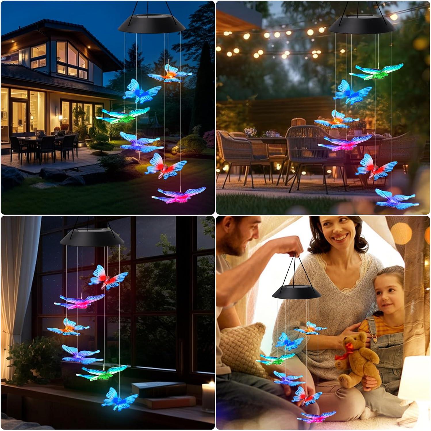 Color-Changing Butterfly Solar LED Wind Chimes