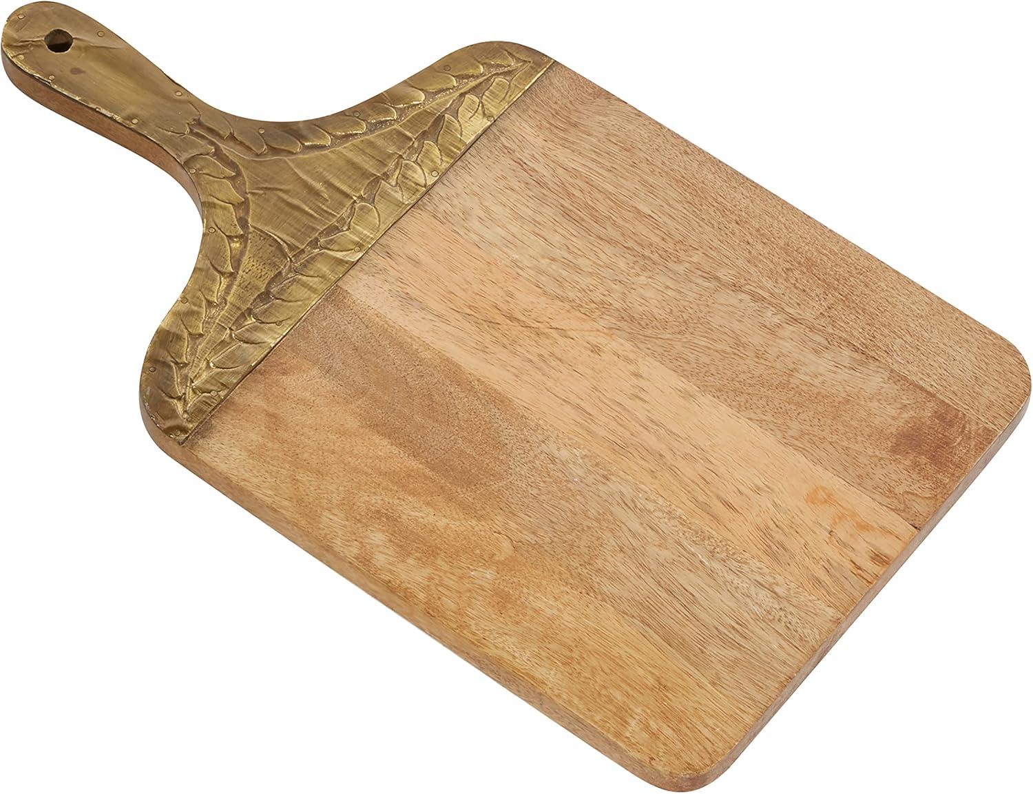 Brown Mango Wood Cutting Board with Brass Handle