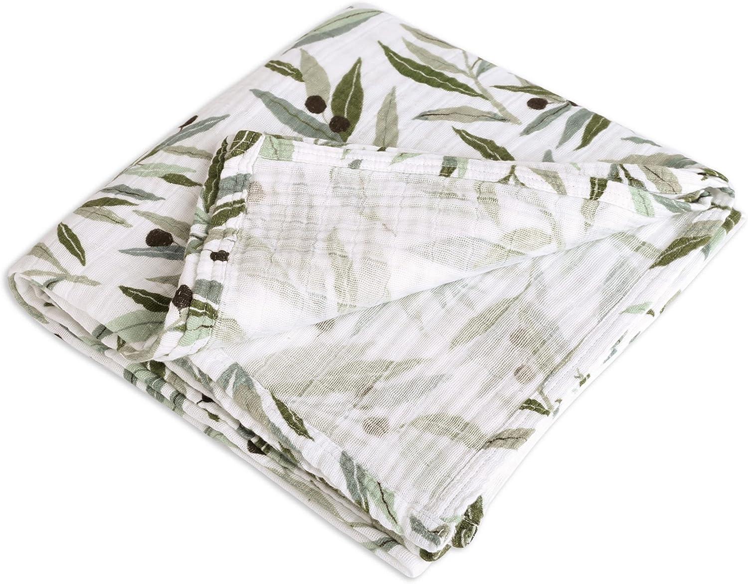 Standard Green and White Floral Cotton Blanket