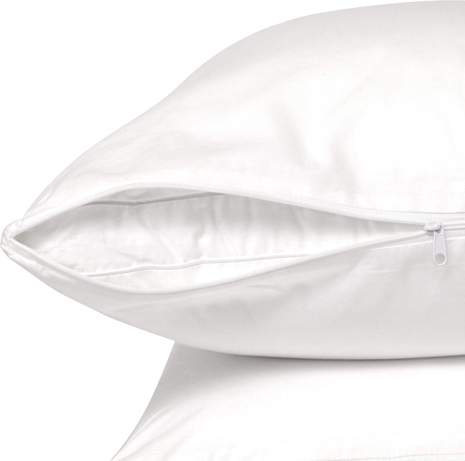 Right Choice Bedding 100% Cotton Queen Pillow Protector with Zipper – (2 Pack)