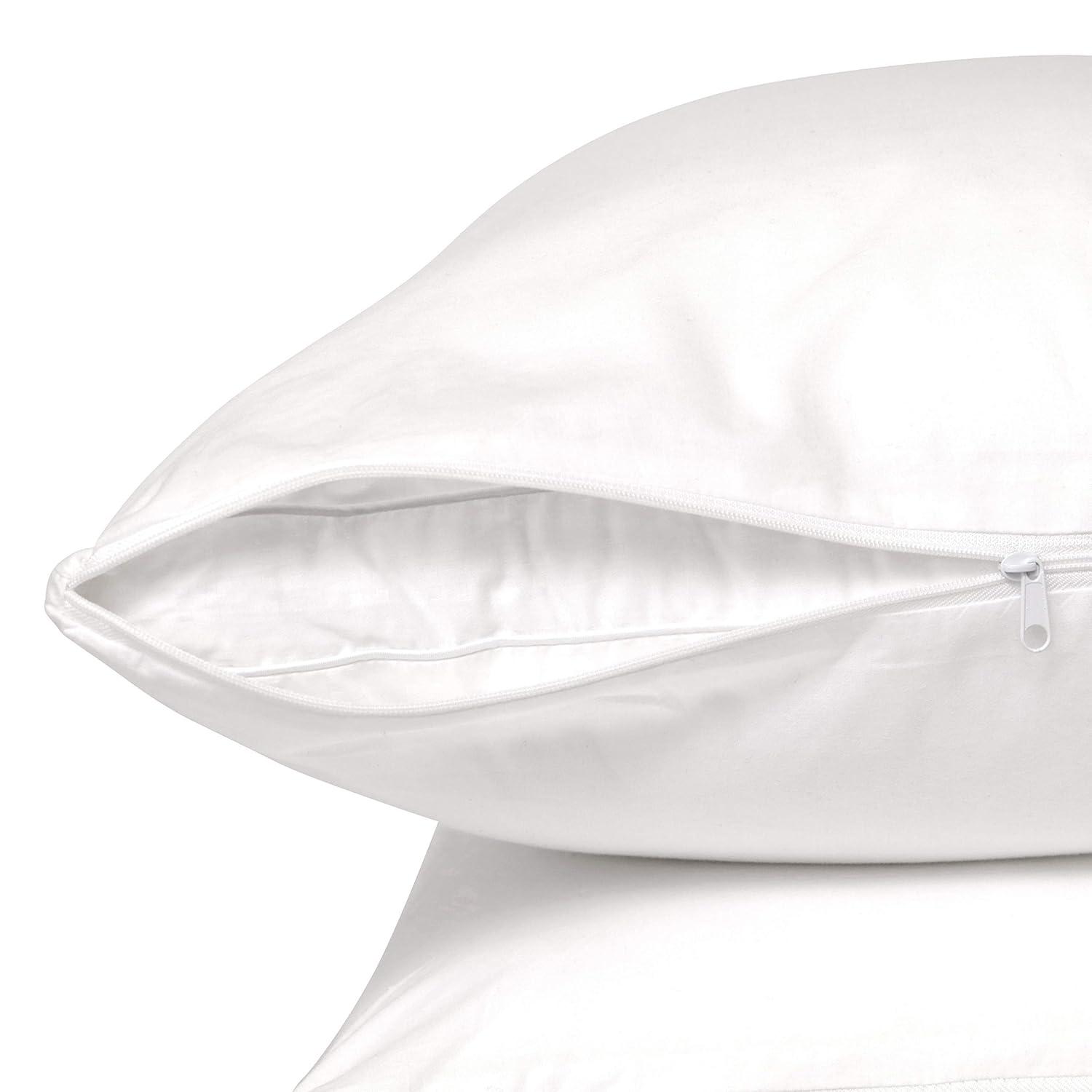Right Choice Bedding 100% Cotton Queen Pillow Protector with Zipper – (2 Pack)