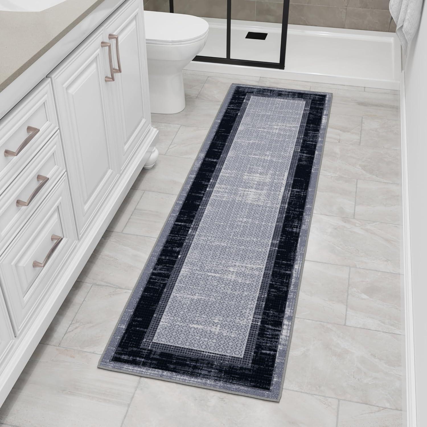 Non-Slip Bordered Area Rug For Living Room, Hallway Runner, Entryway Rug