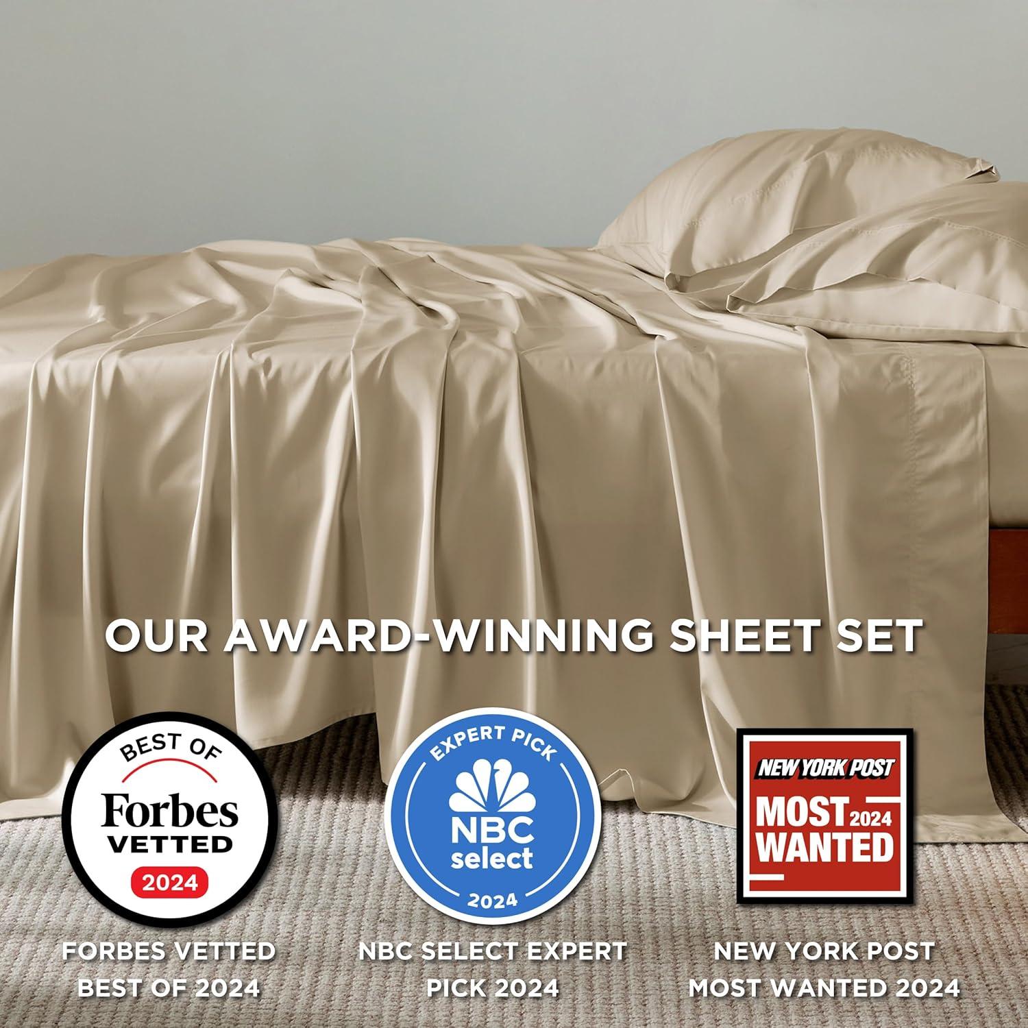 Beige King Size Bamboo Rayon Twill Weave Sheet Set