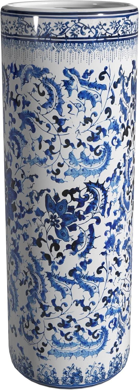 Oriental Furniture 24 in. Blue & White Umbrella Stand
