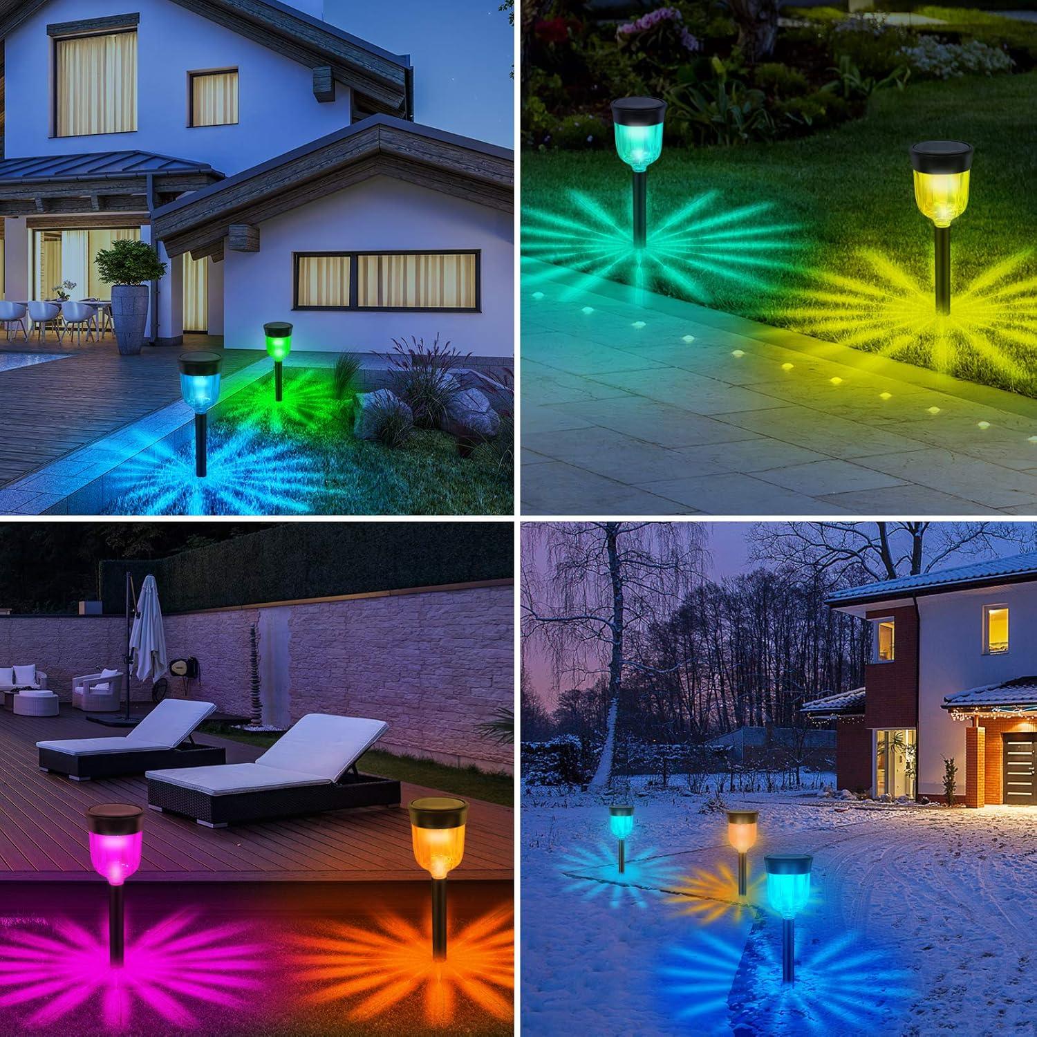 Color-Changing Solar LED Pathway Lights Multipack