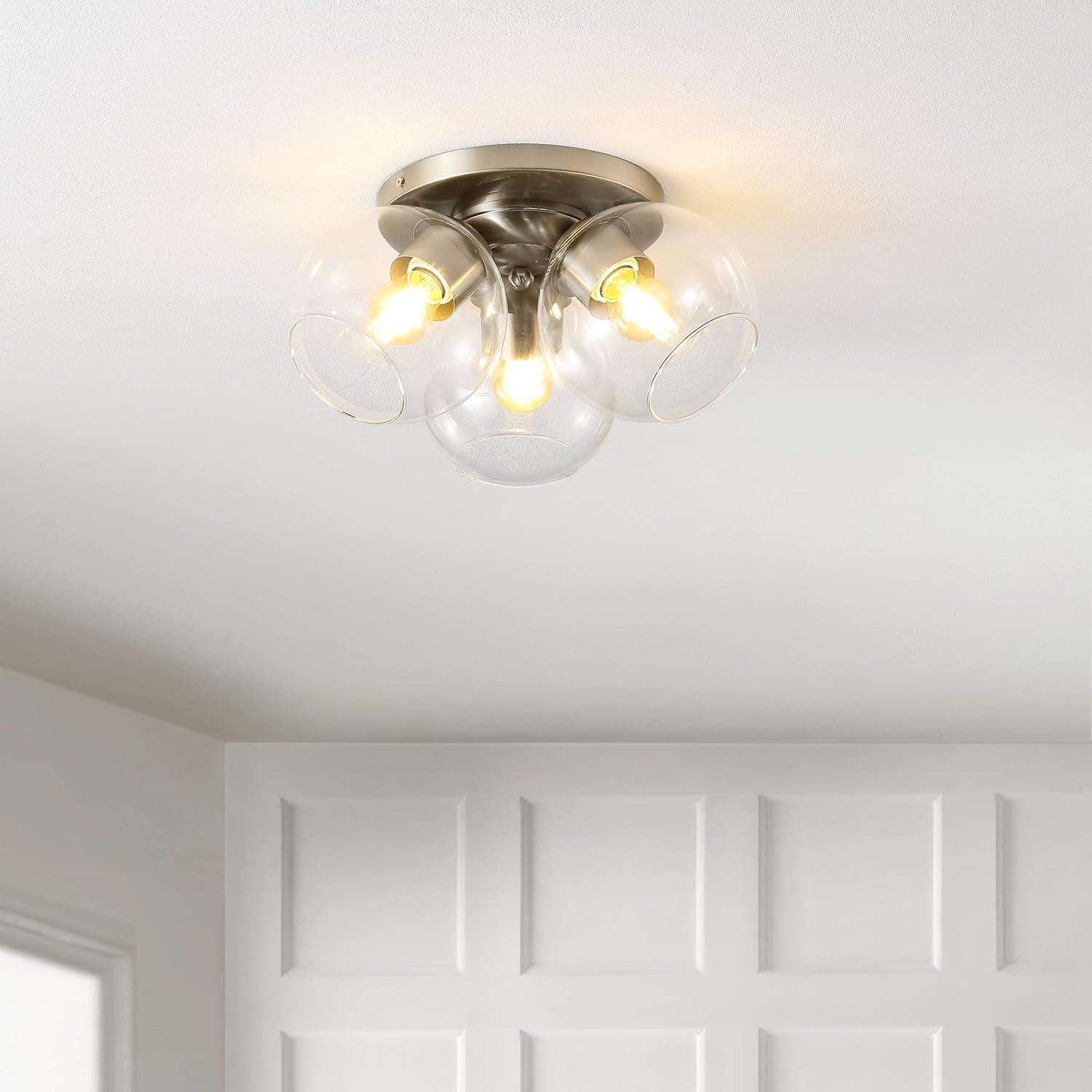 11.5" Clear Glass Nickel LED Flush Mount Ceiling Light