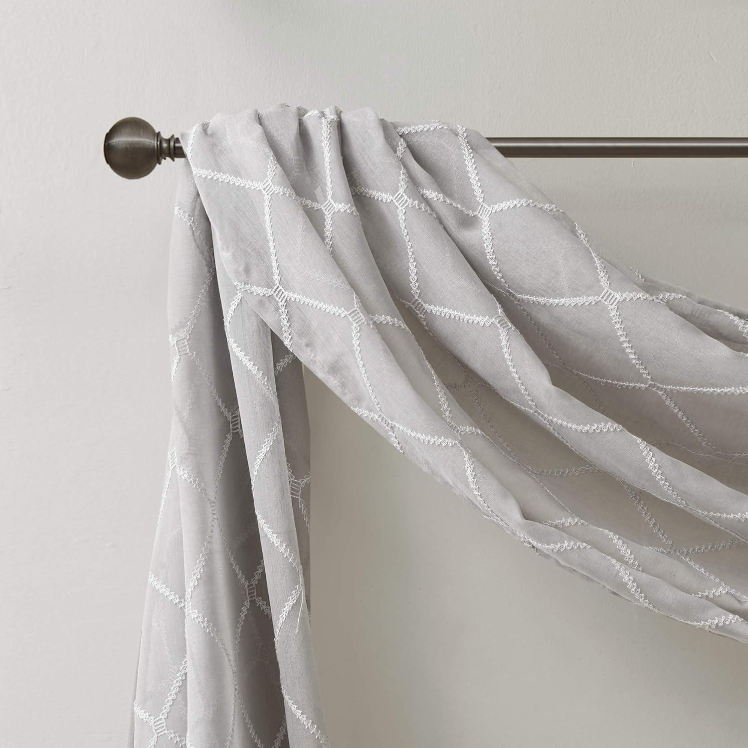 Madison Park Irina Solid Sheer Embroidered Window Scarf